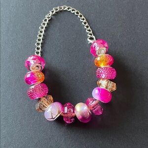 Handmade Gold and Pink Beaded Bracelet
